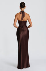 Elowen Maxi Dress - Plum Brown Dress Babyboo Fashion Premium Exclusive Design