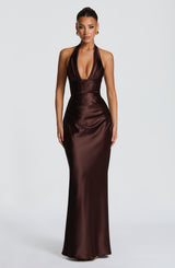 Elowen Maxi Dress - Plum Brown Dress XS Babyboo Fashion Premium Exclusive Design